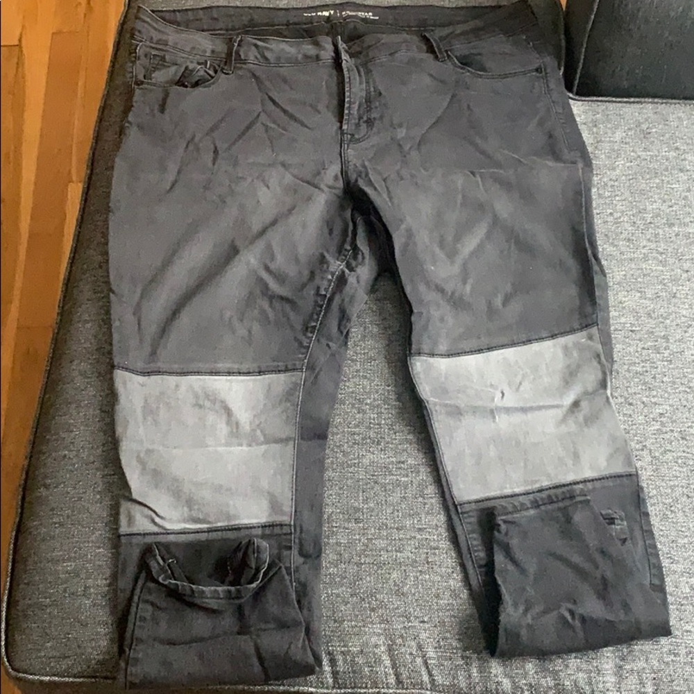 Colorblock skinny rockstar jeans mid rise